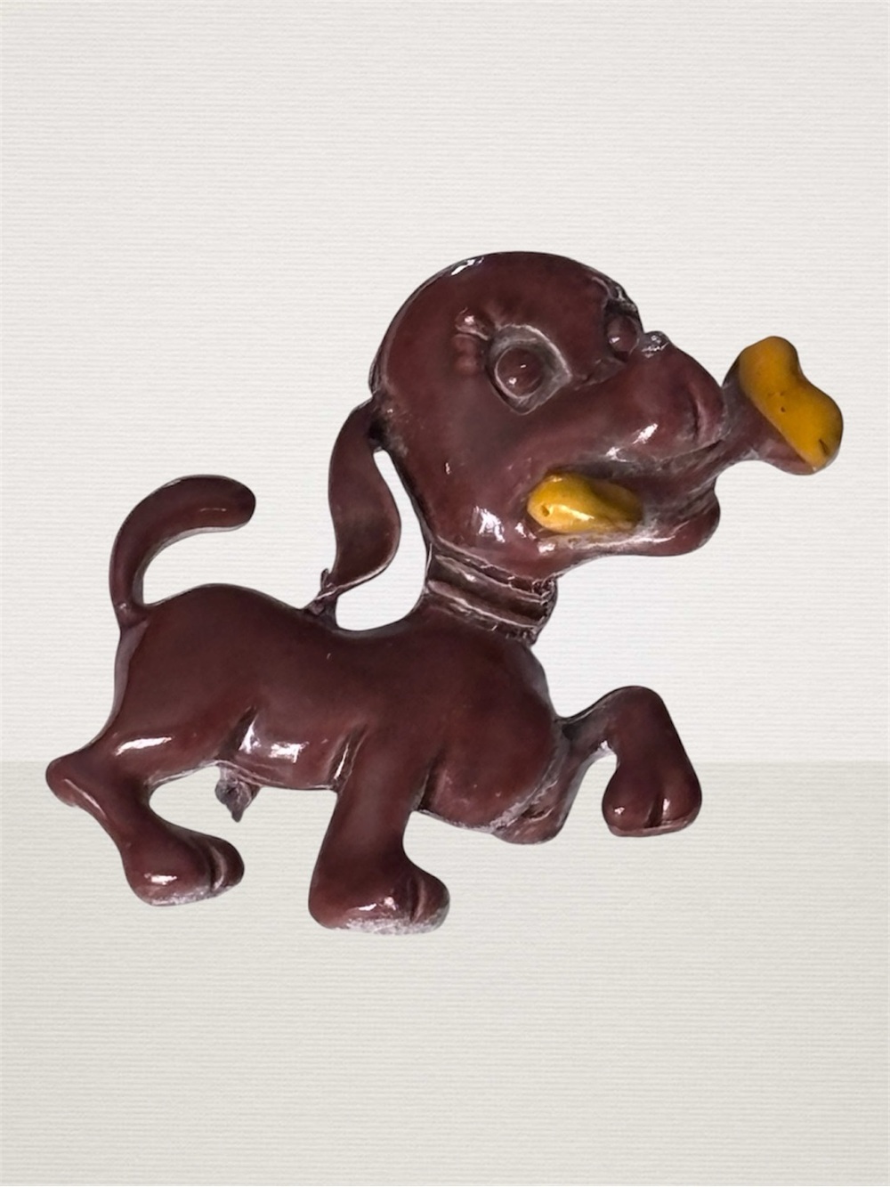 3/$20 VTG Enameled Brown Metal Dog Brooch